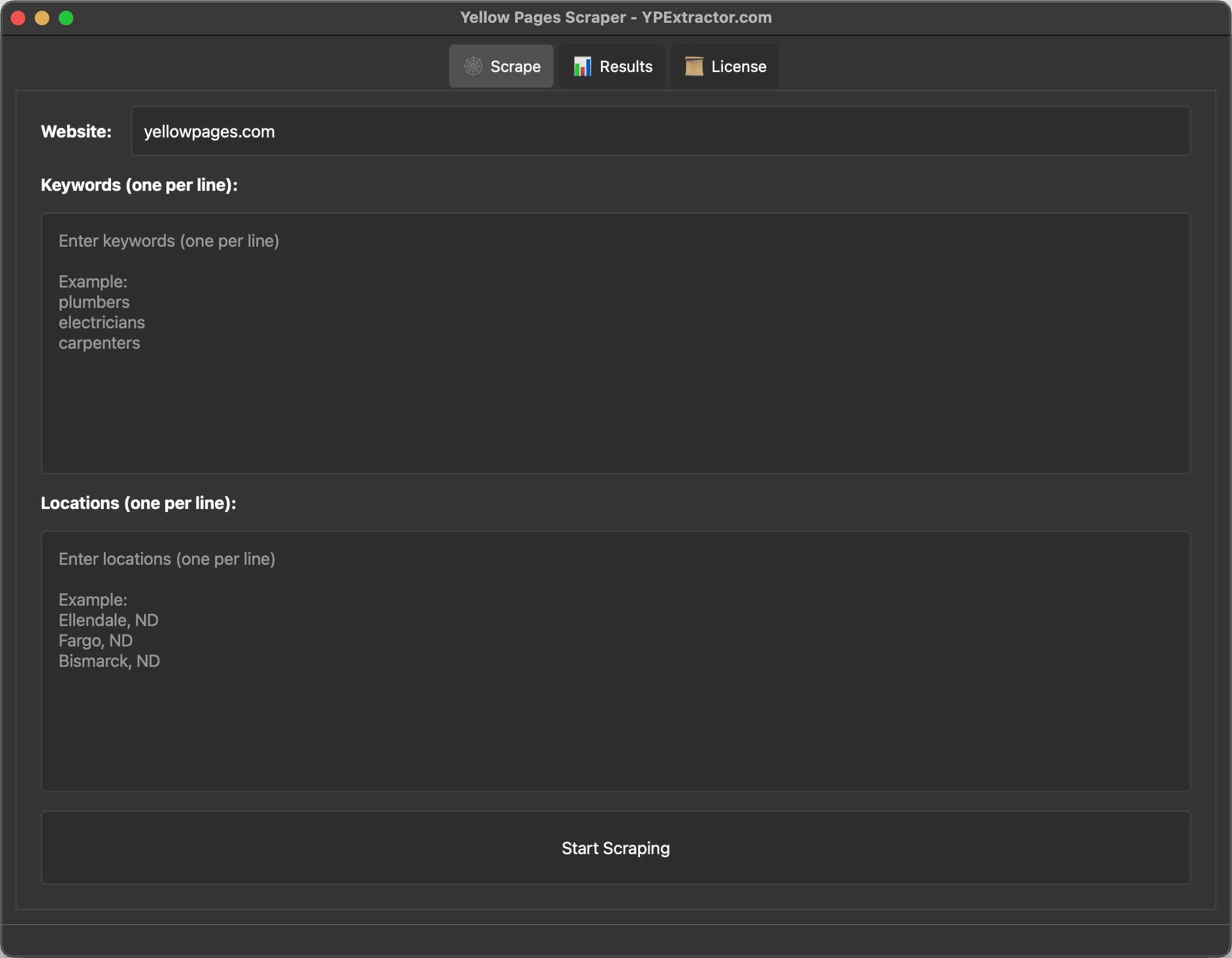 Yellow Pages Scraper Screenshot 1